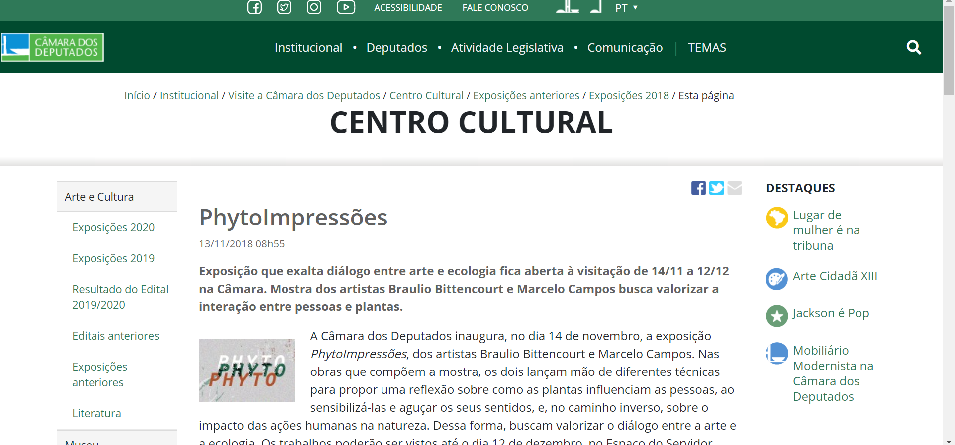 Print screen da matéria veiculada através do site do Senado Federal.